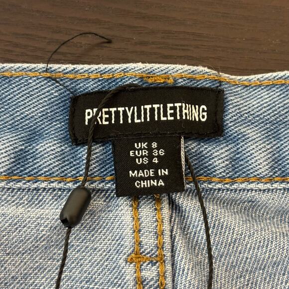 NEW PrettyLittleThing Longline Fitted Denim Shorts Casual Preppy Summer size‎ 4 - Picture 6 of 7